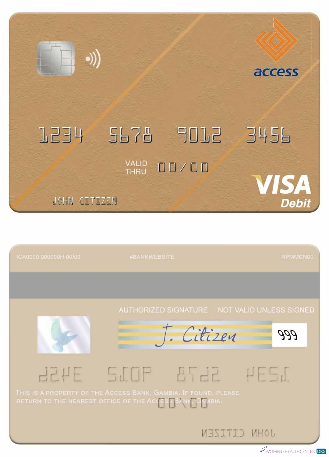 Download Gambia Access Bank visa debit card Photoshop template